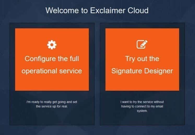 Exclaimer cloud choose configuation or signature editor